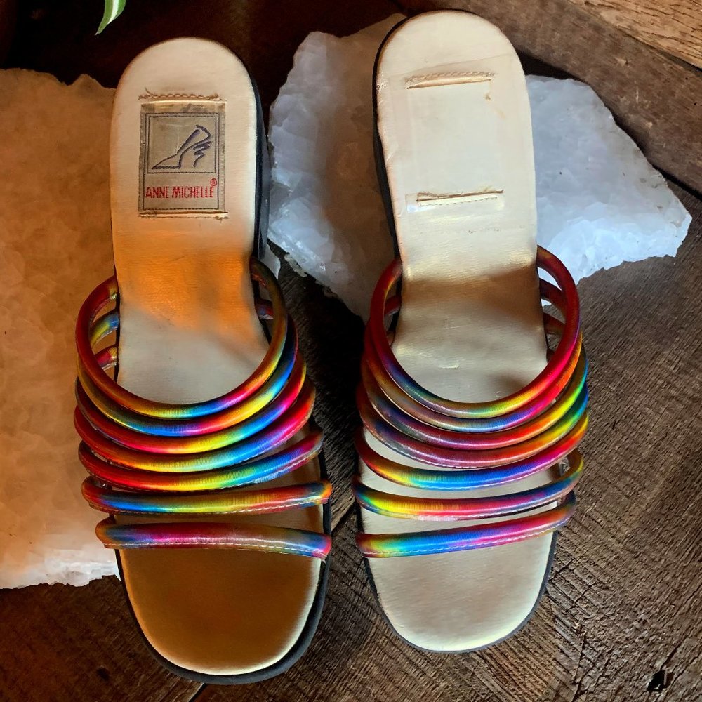 Vintage Holographic Strap Sandals